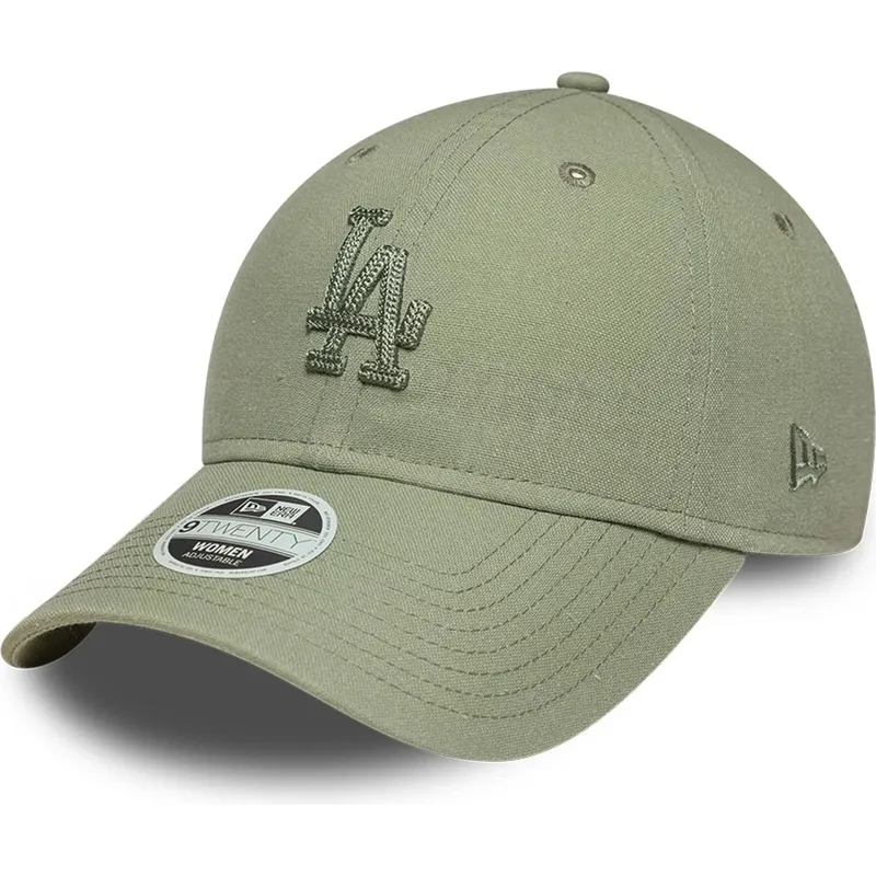 petten-gebogen-groen-verstelbaar-9twenty-midi-linen-van-los-angeles-dodgers-mlb-van-new-era