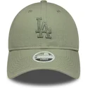 petten-gebogen-groen-verstelbaar-9twenty-midi-linen-van-los-angeles-dodgers-mlb-van-new-era