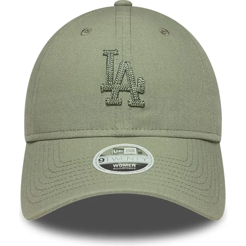 petten-gebogen-groen-verstelbaar-9twenty-midi-linen-van-los-angeles-dodgers-mlb-van-new-era