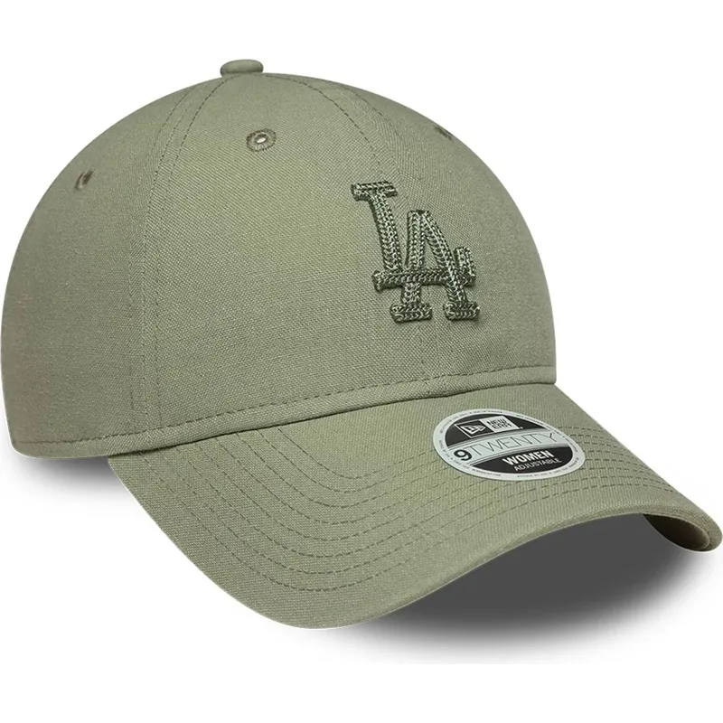 petten-gebogen-groen-verstelbaar-9twenty-midi-linen-van-los-angeles-dodgers-mlb-van-new-era