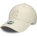 petten-gebogen-beige-verstelbaar-9twenty-midi-linen-van-new-york-yankees-mlb-van-new-era