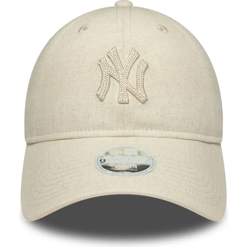 petten-gebogen-beige-verstelbaar-9twenty-midi-linen-van-new-york-yankees-mlb-van-new-era