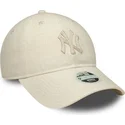 petten-gebogen-beige-verstelbaar-9twenty-midi-linen-van-new-york-yankees-mlb-van-new-era