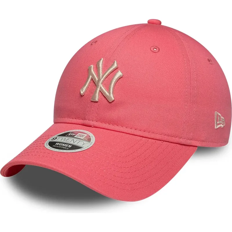 petten-gebogen-roze-verstelbaar-9twenty-league-essential-midi-van-new-york-yankees-mlb-van-new-era