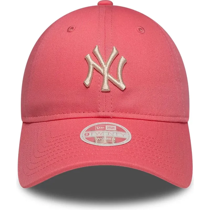 petten-gebogen-roze-verstelbaar-9twenty-league-essential-midi-van-new-york-yankees-mlb-van-new-era