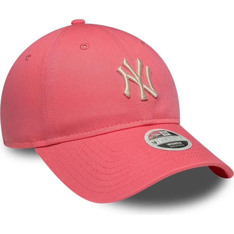 petten-gebogen-roze-verstelbaar-9twenty-league-essential-midi-van-new-york-yankees-mlb-van-new-era
