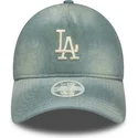 petten-gebogen-blauw-verstelbaar-9twenty-a-frame-denim-van-los-angeles-dodgers-mlb-van-new-era