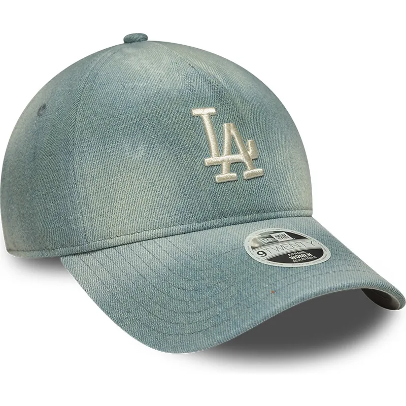 petten-gebogen-blauw-verstelbaar-9twenty-a-frame-denim-van-los-angeles-dodgers-mlb-van-new-era