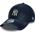 petten-gebogen-marineblauw-verstelbaar-9twenty-a-frame-denim-van-new-york-yankees-mlb-van-new-era