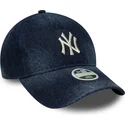 petten-gebogen-marineblauw-verstelbaar-9twenty-a-frame-denim-van-new-york-yankees-mlb-van-new-era