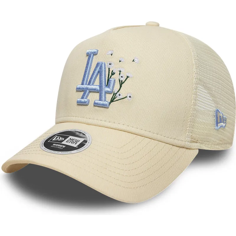 petten-gebogen-beige-snapback-9forty-a-frame-floral-van-los-angeles-dodgers-mlb-van-new-era