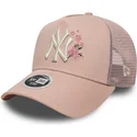 petten-gebogen-roze-snapback-9forty-a-frame-floral-van-new-york-yankees-mlb-van-new-era