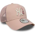 petten-gebogen-roze-snapback-9forty-a-frame-floral-van-new-york-yankees-mlb-van-new-era