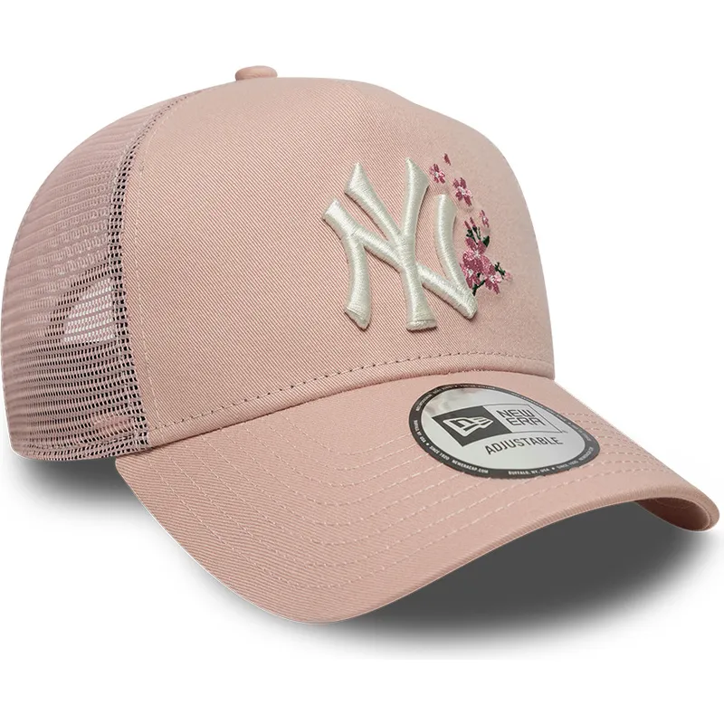 petten-gebogen-roze-snapback-9forty-a-frame-floral-van-new-york-yankees-mlb-van-new-era