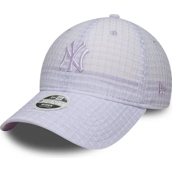 Petten gebogen paars verstelbaar 9TWENTY Seersucker van New York Yankees MLB van New Era