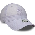 petten-gebogen-paars-verstelbaar-9twenty-seersucker-van-new-york-yankees-mlb-van-new-era