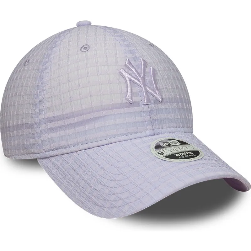 petten-gebogen-paars-verstelbaar-9twenty-seersucker-van-new-york-yankees-mlb-van-new-era