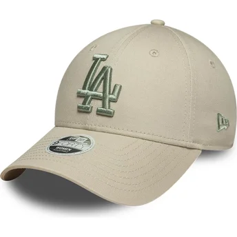 Petten gebogen beige verstelbaar 9FORTY League Essential van Los Angeles Dodgers MLB van New Era