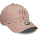 petten-gebogen-roze-verstelbaar-9forty-league-essential-van-new-york-yankees-mlb-van-new-era