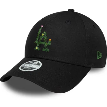 Petten gebogen zwart verstelbaar 9FORTY Floral Infill van Los Angeles Dodgers MLB van New Era