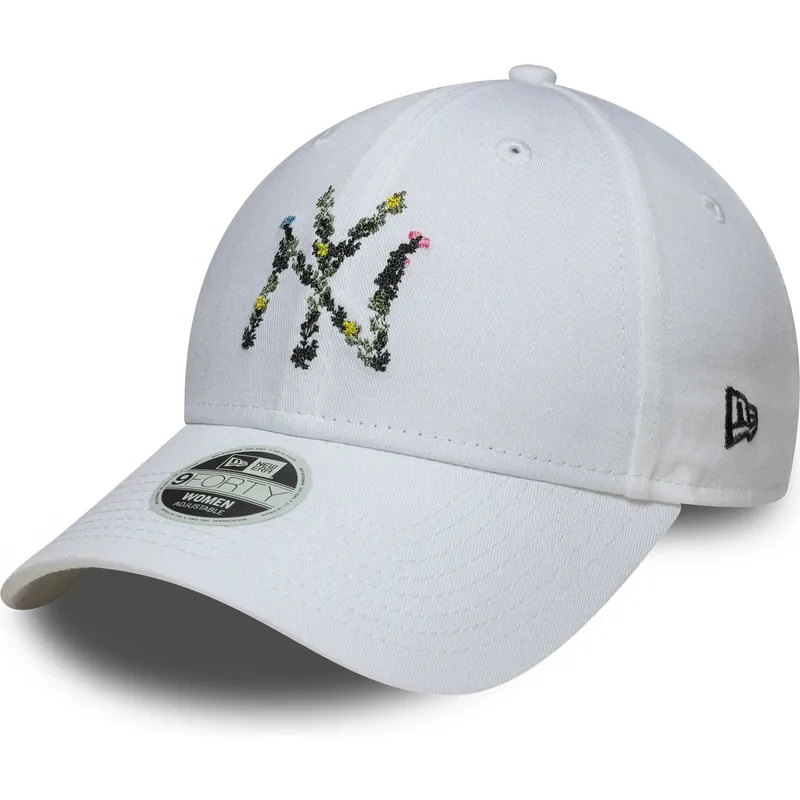 petten-gebogen-wit-verstelbaar-9forty-floral-infill-van-new-york-yankees-mlb-van-new-era