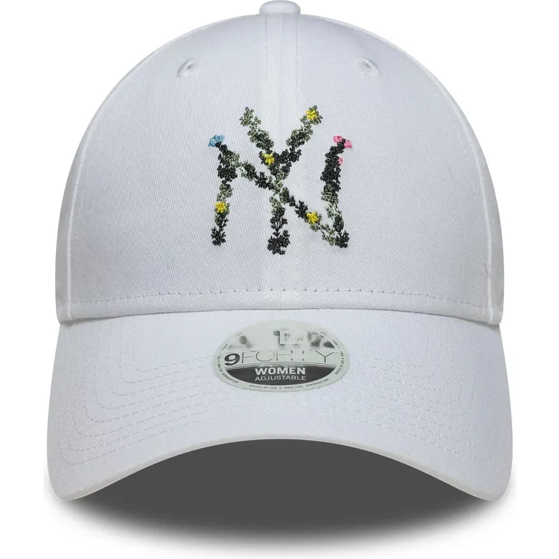 petten-gebogen-wit-verstelbaar-9forty-floral-infill-van-new-york-yankees-mlb-van-new-era