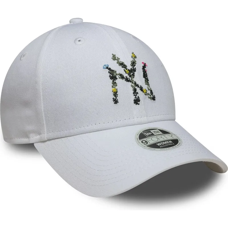 petten-gebogen-wit-verstelbaar-9forty-floral-infill-van-new-york-yankees-mlb-van-new-era