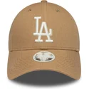 petten-gebogen-bruin-verstelbaar-9forty-linen-van-los-angeles-dodgers-mlb-van-new-era