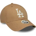 petten-gebogen-bruin-verstelbaar-9forty-linen-van-los-angeles-dodgers-mlb-van-new-era