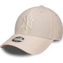petten-gebogen-roze-verstelbaar-9forty-linen-van-new-york-yankees-mlb-van-new-era