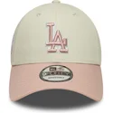 petten-gebogen-beige-verstelbaar-rosa-rosa-9forty-world-series-patch-van-los-angeles-dodgers-mlb-van-new-era