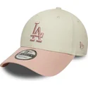 petten-gebogen-beige-verstelbaar-rosa-rosa-9forty-world-series-patch-van-los-angeles-dodgers-mlb-van-new-era