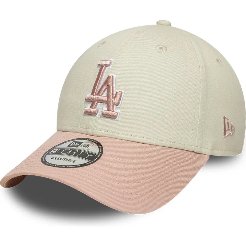 petten-gebogen-beige-verstelbaar-rosa-rosa-9forty-world-series-patch-van-los-angeles-dodgers-mlb-van-new-era