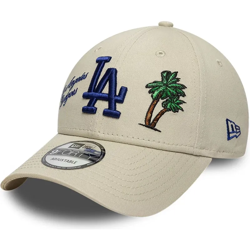 petten-gebogen-beige-verstelbaar-9forty-city-icon-van-los-angeles-dodgers-mlb-van-new-era