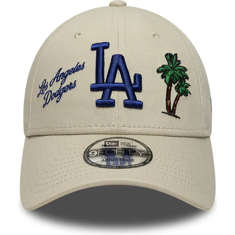 petten-gebogen-beige-verstelbaar-9forty-city-icon-van-los-angeles-dodgers-mlb-van-new-era