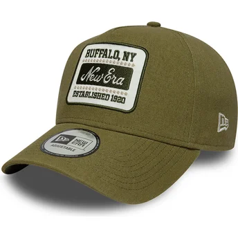 Petten gebogen groen snapback E Frame Patch Linen van New Era