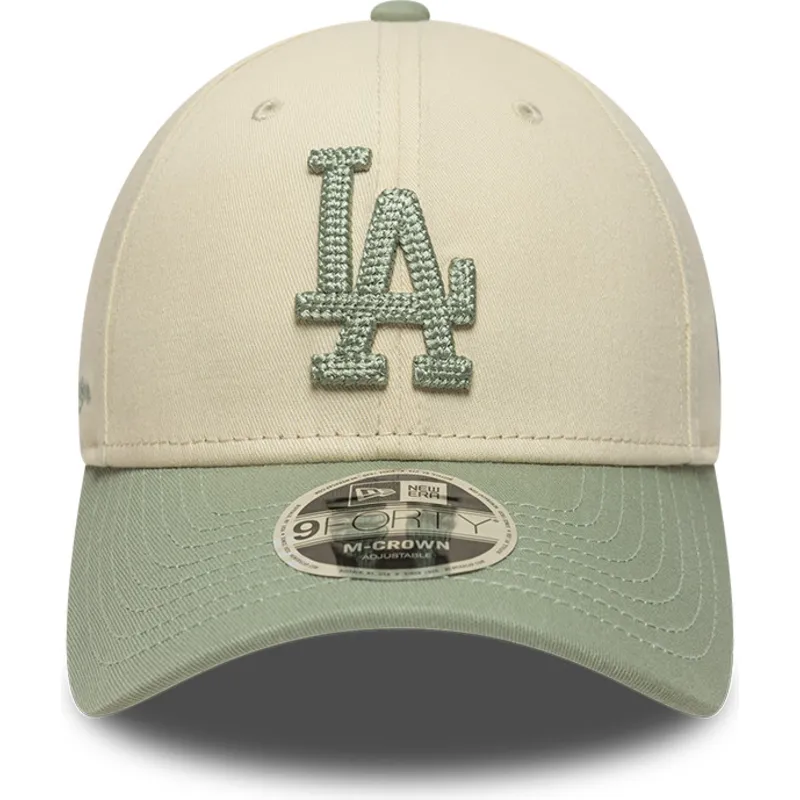 petten-gebogen-beige-snapback-9forty-m-crown-side-script-van-los-angeles-dodgers-mlb-van-new-era