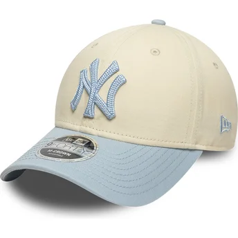Petten gebogen beige snapback 9FORTY M-Crown Side Script van New York Yankees MLB van New Era