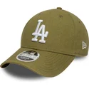 petten-gebogen-groen-snapback-9forty-m-crown-linen-van-los-angeles-dodgers-mlb-van-new-era