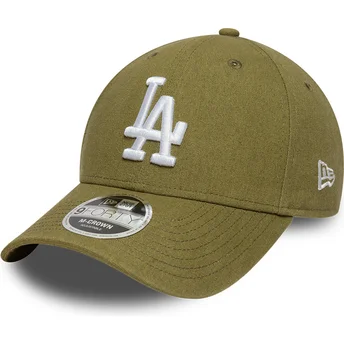 Petten gebogen groen snapback 9FORTY M-Crown Linen van Los Angeles Dodgers MLB van New Era
