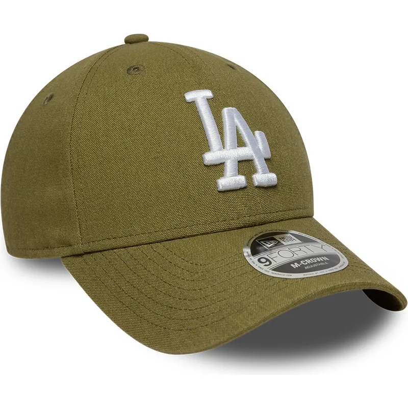 petten-gebogen-groen-snapback-9forty-m-crown-linen-van-los-angeles-dodgers-mlb-van-new-era