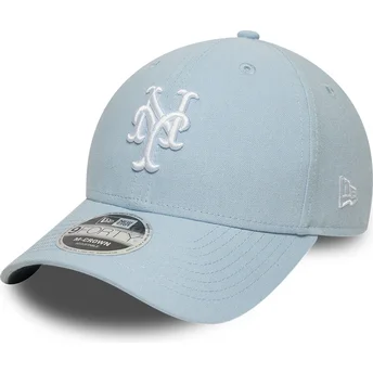Petten gebogen blauw snapback 9FORTY M-Crown Linen van New York Mets MLB van New Era
