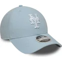 petten-gebogen-blauw-snapback-9forty-m-crown-linen-van-new-york-mets-mlb-van-new-era