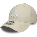 petten-gebogen-beige-snapback-9forty-m-crown-linen-van-new-york-yankees-mlb-van-new-era
