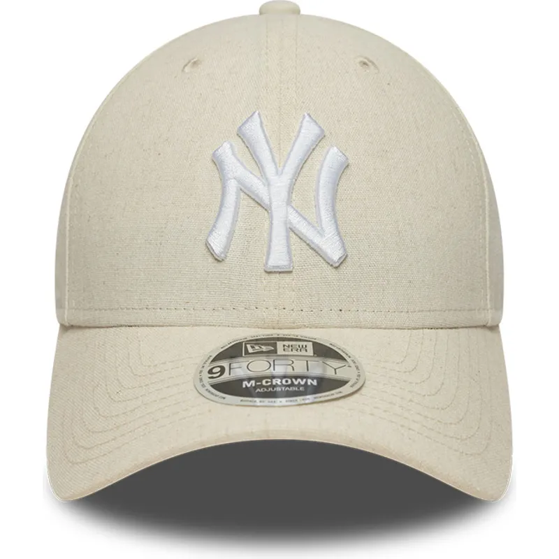 petten-gebogen-beige-snapback-9forty-m-crown-linen-van-new-york-yankees-mlb-van-new-era