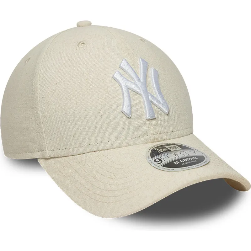 petten-gebogen-beige-snapback-9forty-m-crown-linen-van-new-york-yankees-mlb-van-new-era