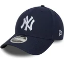 petten-gebogen-marineblauw-snapback-9forty-m-crown-linen-van-new-york-yankees-mlb-van-new-era