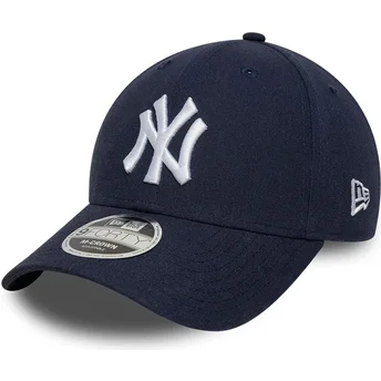 Petten gebogen marineblauw snapback 9FORTY M-Crown Linen van New York Yankees MLB van New Era