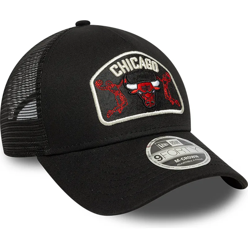 petten-gebogen-zwart-snapback-9forty-m-crown-a-frame-van-chicago-bulls-nba-van-new-era