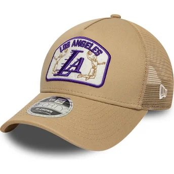 Petten gebogen beige snapback 9FORTY M-Crown A Frame van Los Angeles Lakers NBA van New Era